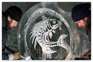 Snow village artwork made from snow & ice